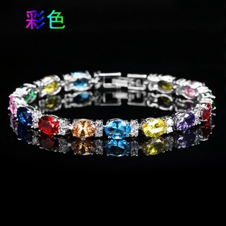 Châu Âu Mỹ ins Phong Cách Mới Vòng Tay Zircon Màu Pha Lê Nữ