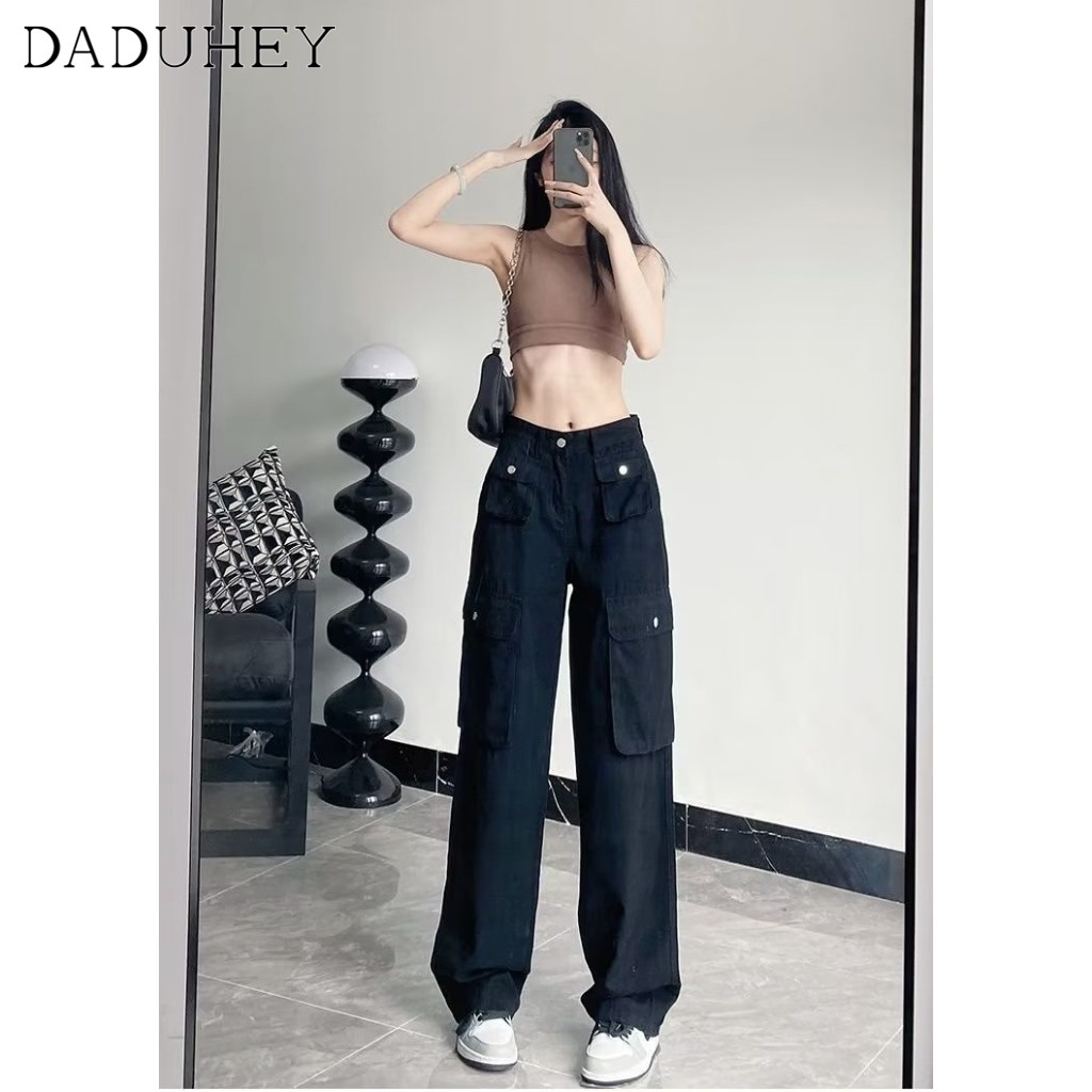 Ảnh DaDuHey New American Ins High Street Hip-hop Tooling Casual Pants Niche High Waist Wide Leg Pants Trousers 4