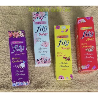 Xả Vải Khô, Xịt Thơm Quần Áo Hương Nước Hoa Khử Mùi Quần Áo, Giày Dép Fily 100ml