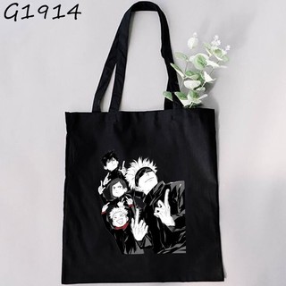 Jujutsu Kaisen anime Bông Tai Đen, túi xách vải đeo vai nữ, túi du lịch/học sinh unisex 937Q