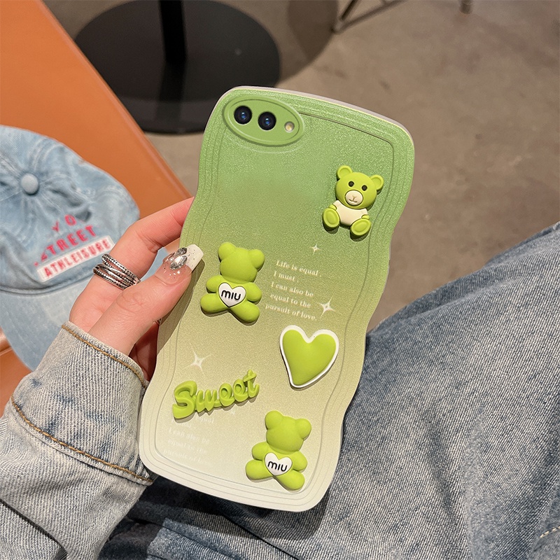 ốp lưng OPPO A1K ốp lưng Realme C2 Realme C1 Ốp Điện Thoại tpu Mềm Màu Hồng / Xanh Dương Gradient Hình Gấu 3D Cho OPPO A1K Realme C2 A3S A5S A11K A1K Realme C1 C2 MMX