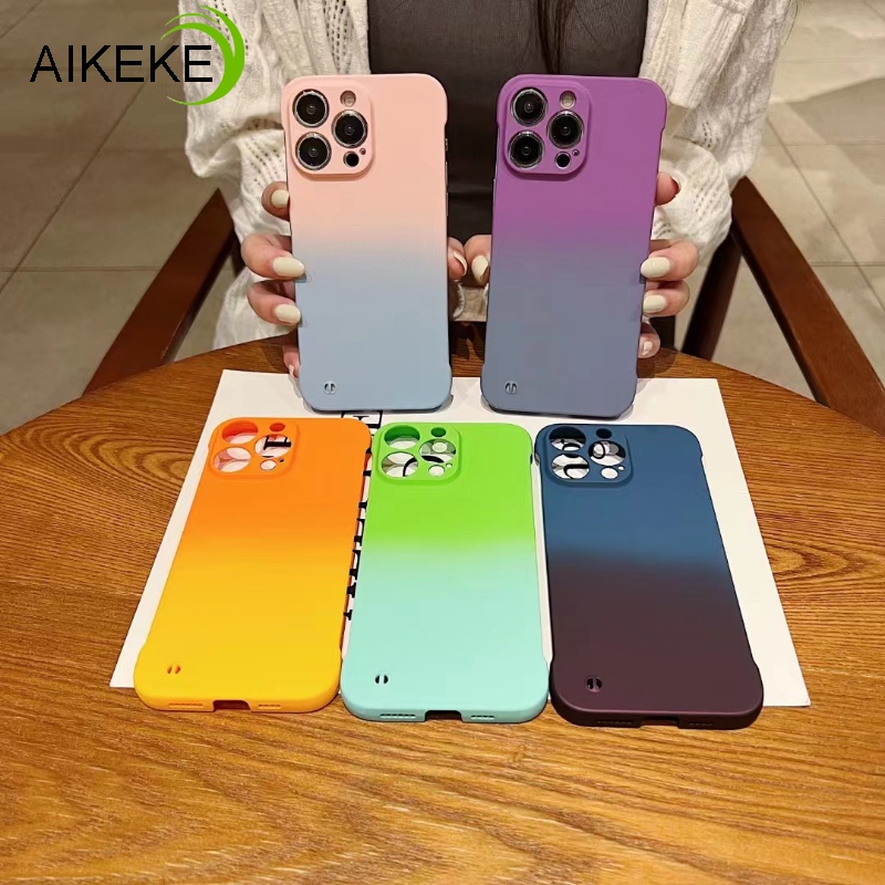 Ốp Điện Thoại Cứng Không Viền Siêu Mỏng Màu Gradient Cho iphone 11 Pro Max Xs Max XR X 8 7 Plus SE 2020 2022