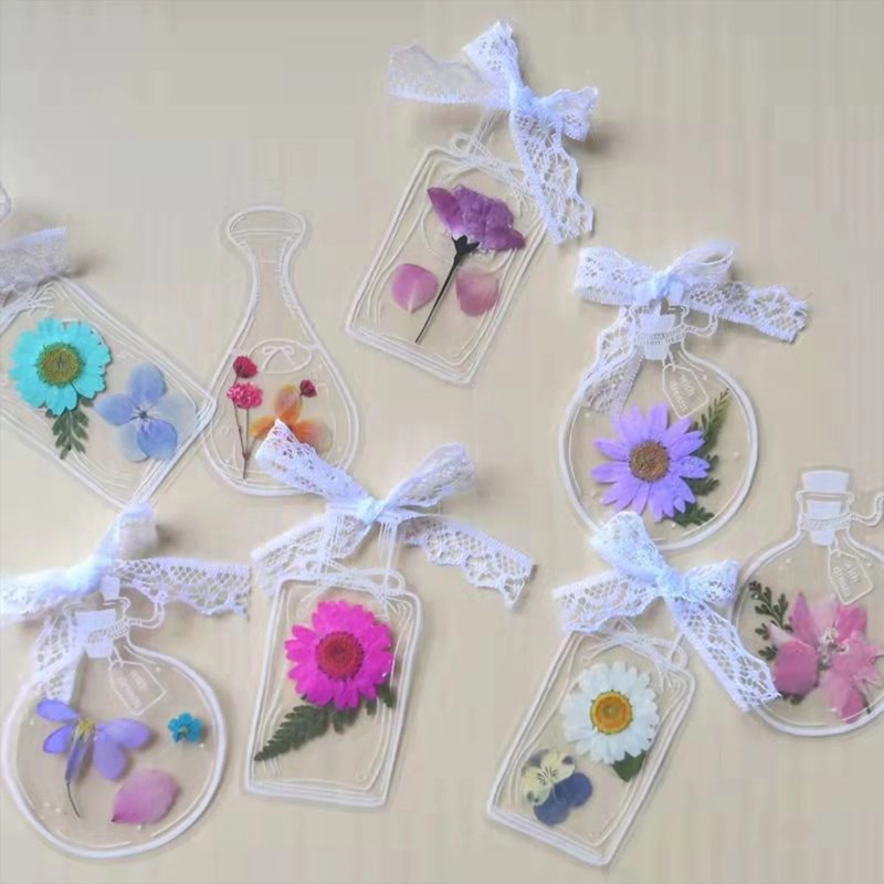Bộ 20 Miếng Dán Đánh Dấu Trang Sách Trong Suốt Họa Tiết Hoa Khô Xinh Xắn DIY
