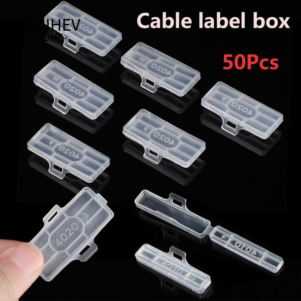KUNHEV Set 50 Hộp Đựng Thẻ Đánh Dấu Dây Cáp Trong Suốt Tiện Dụng