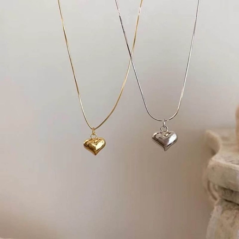 Dasbsug Trái Tim Mặt Dây Chuyền Xương Đòn Dây Xích Chất Liệu Thép Titan Trang Sức Dự Tiệc Cho Bé Gái