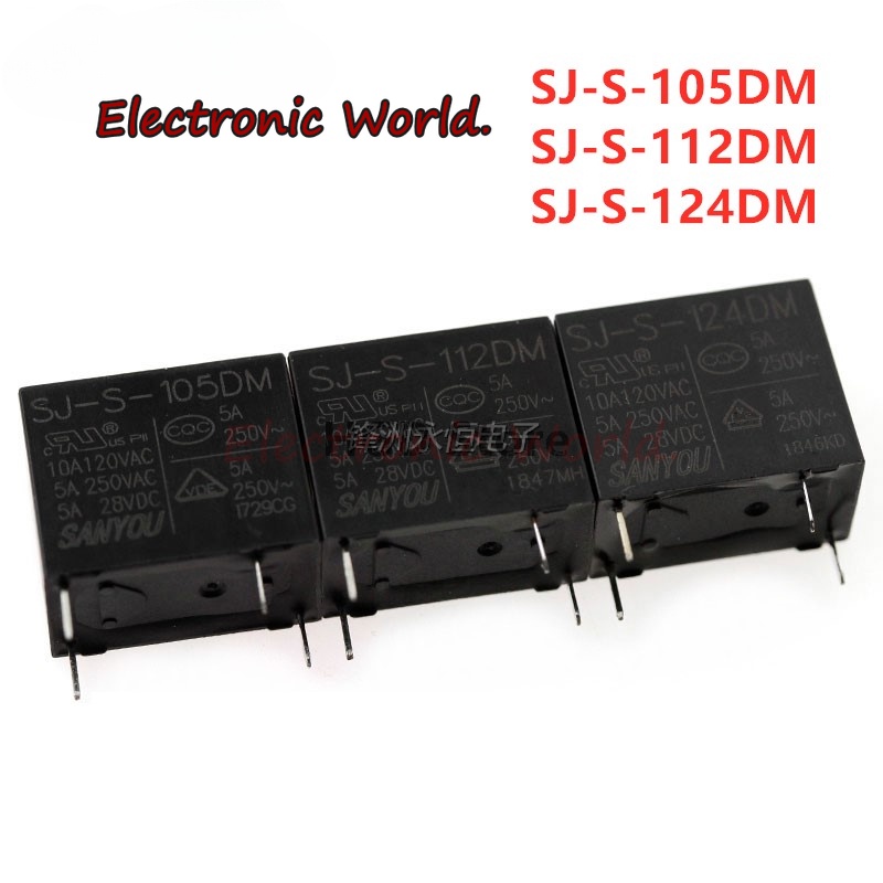 10 Relè SANYOU SRD-S-105DM 5VDC 15A 125VAC – Bobina 4 Pin, Nuovo Made In China