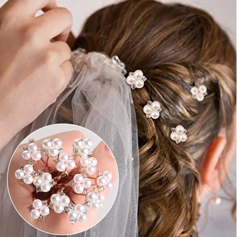 Cài Tóc Hình Hoa / Vương Miện Đính Ngọc Trai / Pha Lê Thời Trang Cho Cô Dâu