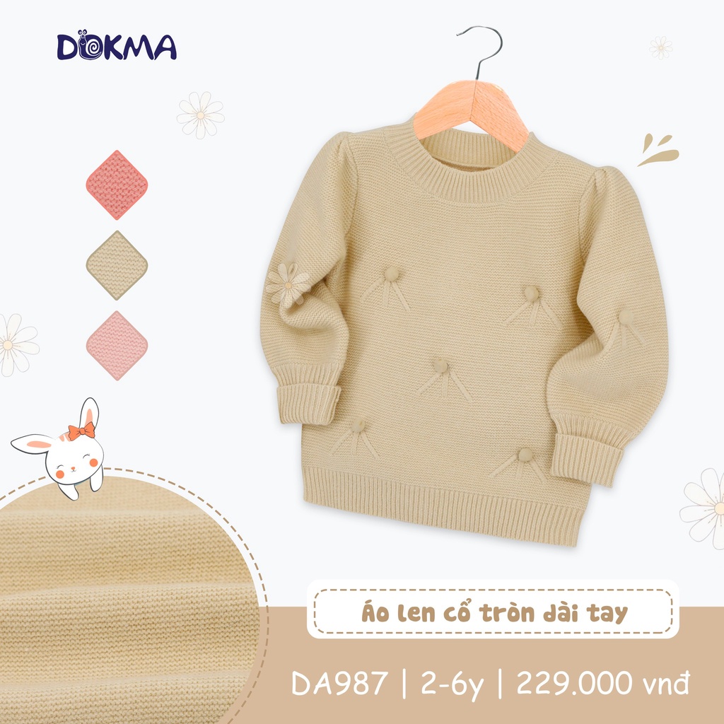 (12-22kg) Áo Len Dài Tay Bo Gấu Xinh Xắn Dành Cho Bé Gái Dokma Mã DA987 DA1644 DA1645 DA2994 DA2271 DA2273
