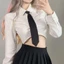 MERIGGIARE Đồng Phục Cà Vạt Đen, Bộ Đồ Unisex Mờ Dây Kéo Cổ, Kẹp Đơn Giản Trên Không Cà Vạt Dây Buộc Cổ Lười Học Sinh