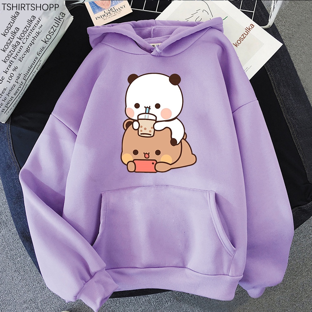 Bubu và dudu hoodie phụ nữ đồ họa thẩm mỹ vui nhộn kawaii bubble tea hoodies unisex anime harajuku vintage áo len chui đầu