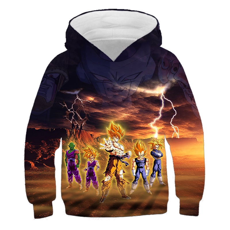 Dragon ball z goku vegeta hoodie cho trẻ em trai và gái in 3d áo thời trang lỏng tay dài áo chui đầu mùa xuân thu