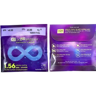 Tròng kính Exfash Hàn Quốc 1.56 - Chống trầy, chói, UV & bám hơi nước