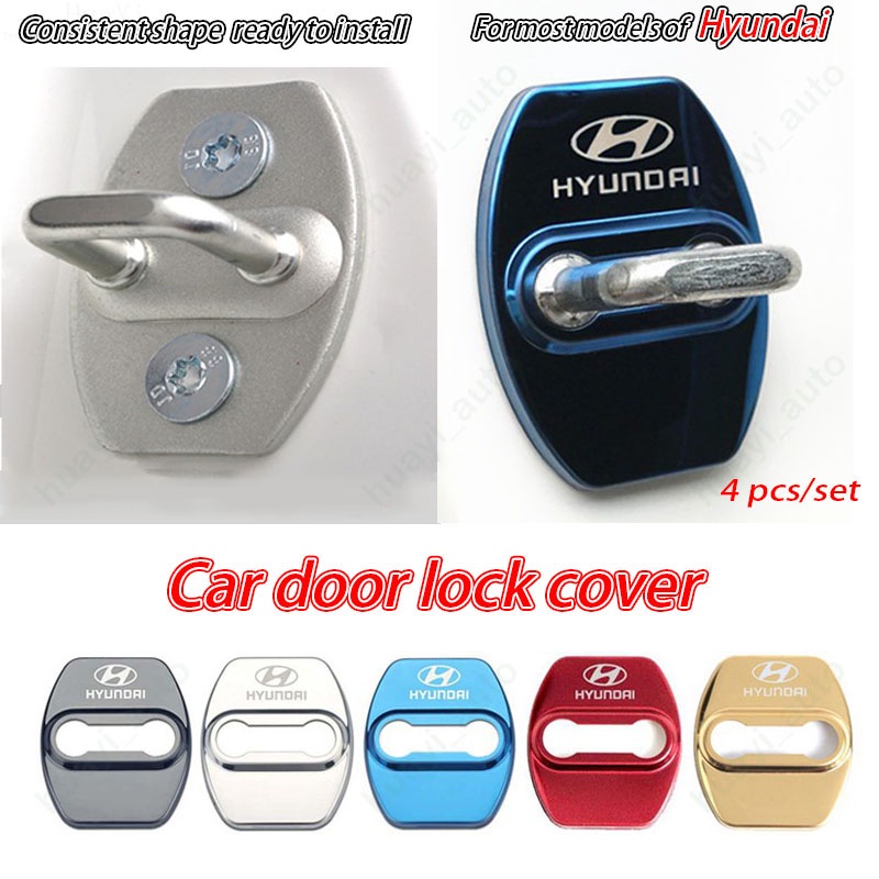 Set 4 Ốp Khóa Cửa Xe Hơi Bằng Thép Không Gỉ Cho Hyundai HB20 Creta Tucson Ioniq 5 Palisade Santa Fe I10 Accent Avante