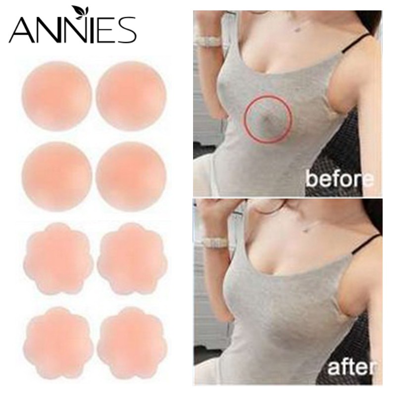 Cặp miếng dán ngực ANNIES vô hình silicone chống thấm nước thoáng khí tái sử dụng được tiện lợi
