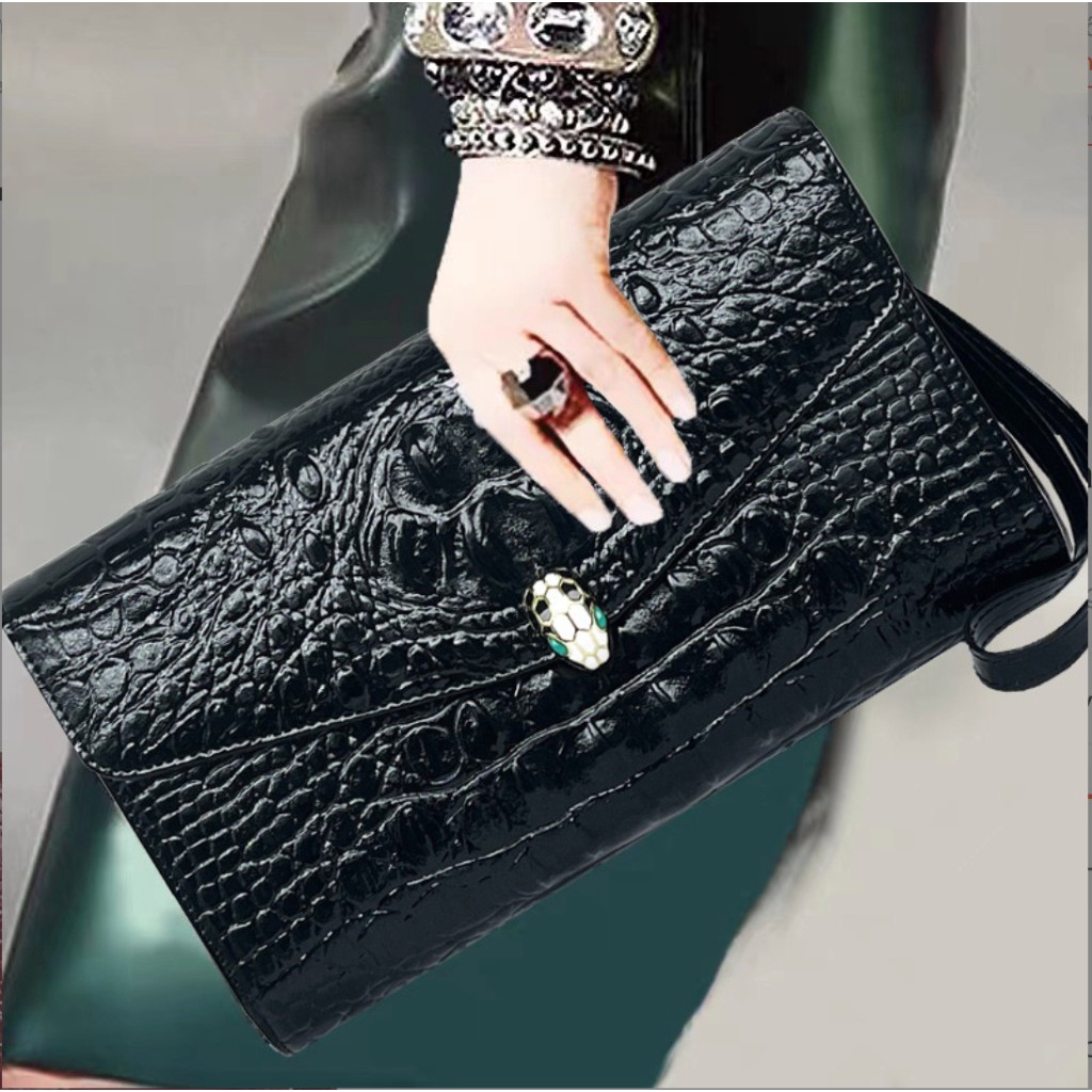 Clutch da bò, túi clutch da nam, ví clutch da thời trang đen CL004