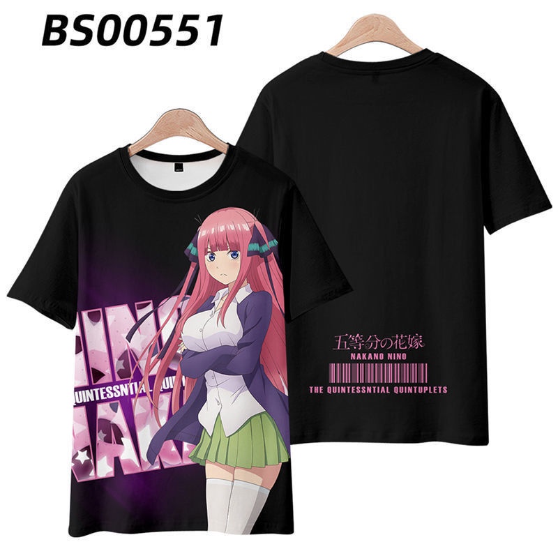 Gn The Quintuplets Áo Thun Anime Cosplay Tee Nakano Miku Harajuku 3d Áo Sơ Mi Tay Ngắn Áo Plus Size N
