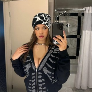 XY đan Mũ Beanie Y2K Beanie Spider Hat Y2k Skullies Beanie Spider Beanie