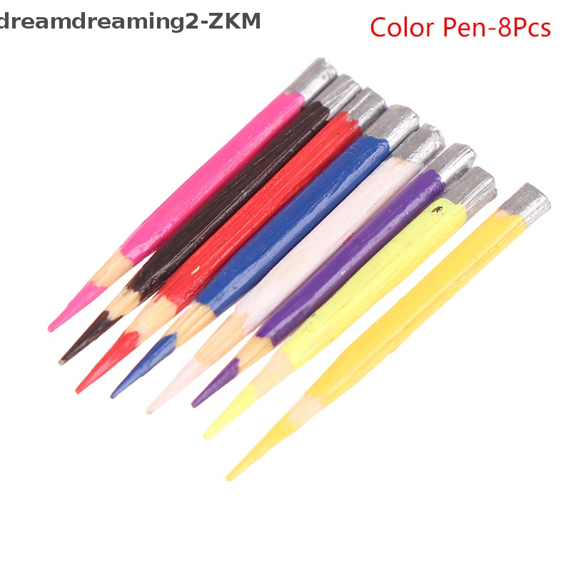 [dreamdreaming] 8 Cái 1: 12 Nhà Búp Bê Bút Thu Nhỏ Bút Chì Màu Đồ Dùng Học Tập Mô Hình Kid Giả Vờ Chơi Phụ Kiện Nhà Búp Bê [zkm]