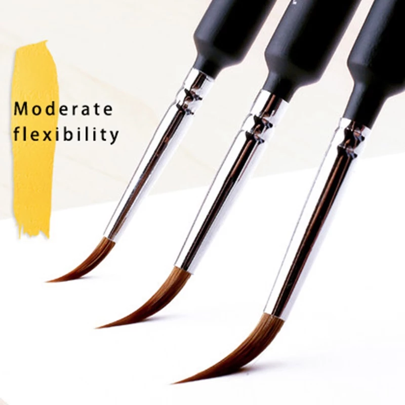 Cọ Vẽ Tranh Đầu Tròn Lông Sói Chuyên Dụng Màu Đen