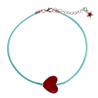 Calico Ngọt Ngào Trái Tim Đỏ Vòng Cổ Xương Đòn Dây Chuyền Vòng Cổ Có Thể Điều Chỉnh Choker Trang Sức