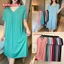Phụ Nữ Cổ Chữ V Pinch Modal Cotton Đầm Plus Kích Thước Rời Trơn Đầm Thoải Mái Loungewear Tay Ngắn Cổ Tròn Đầm 2023 Mới Thời Trang Mùa Hè Thời Trang Nữ Midi Váy