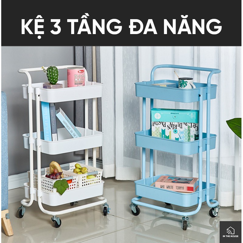 Xe Đẩy Spa YTC- Kệ Bỉm Sữa Đa Năng 3 Tầng Nhập Khẩu có bánh xe tiện lợi