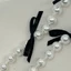 Mya Thời Trang Ruy Băng Đen Nơ Vòng Cổ Ngọc Trai Giả Hợp Kim Dây Xích Choker Dây Xích