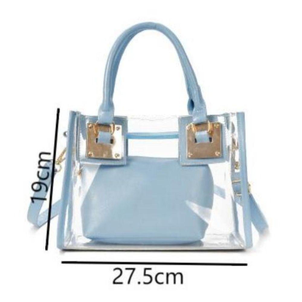 Túi xách vuông HOBBYIN, Túi đeo chéo có dây đeo có thể điều chỉnh dung tích lớn, Túi thạch trong suốt PVC thời trang mùa hè