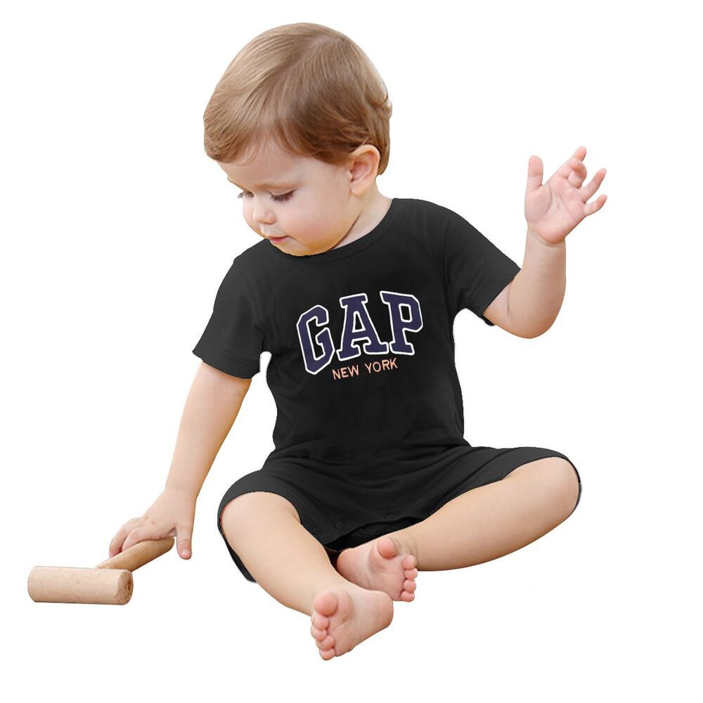 YANMEI Khoảng Cách Người Hâm Mộ Looser Thương Hiệu Quá Khổ Overruns Thể Thao Mặc Khoảng Cách Logo Bé Unisex Tập Đi Body Áo Liền Quần Tay Ngắn Mùa Hè Áo Liền Quần Bé Trai Bé Gái UCN6