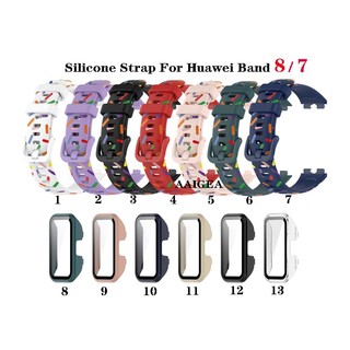 Dành Cho Huawei Band 8 / 9 / 10 Vỏ Bảo Vệ Màn Hình Kính Cường Lực / In Dây Đeo Silicon Đồng Hồ Thông Minh Thay Thế Dây Đeo Tay