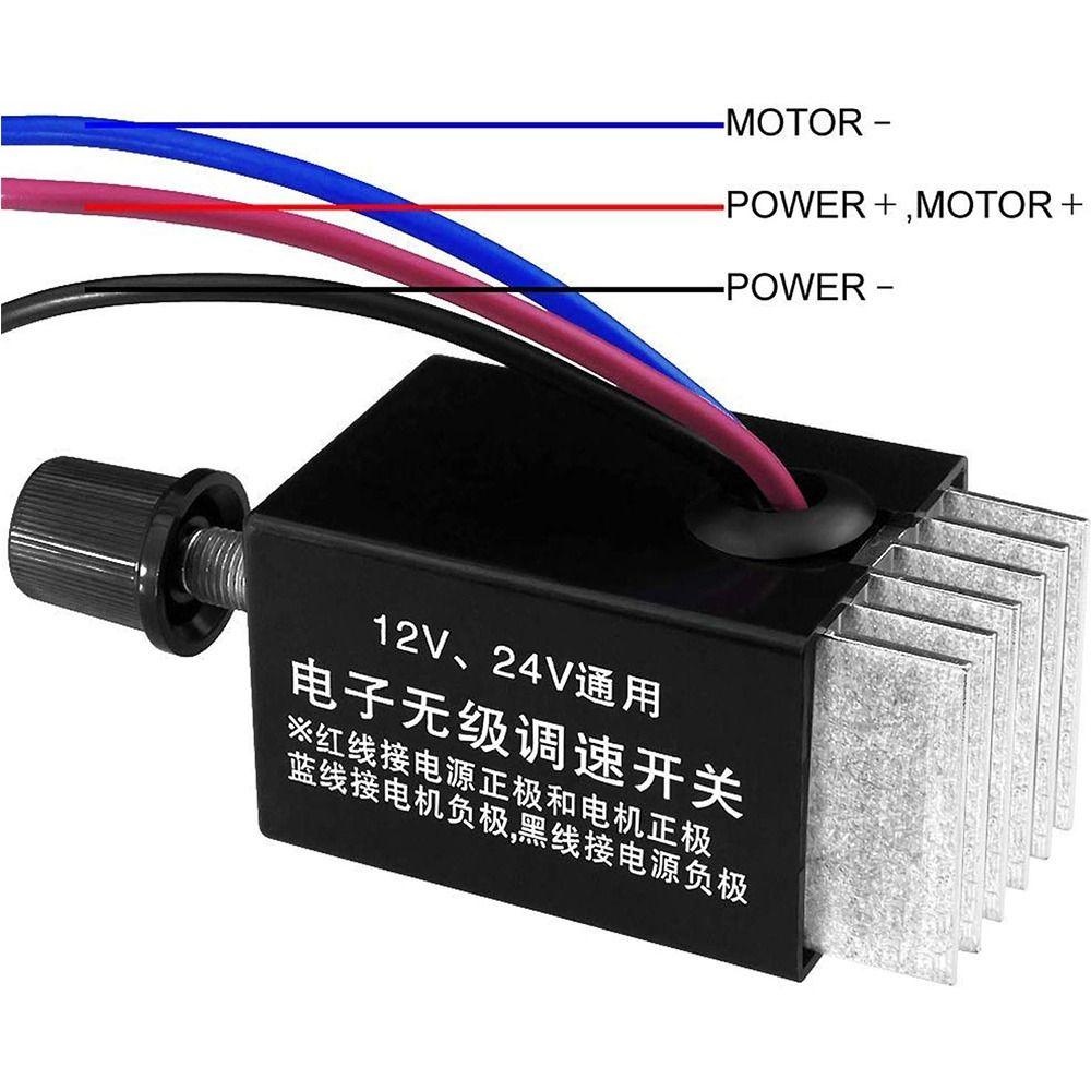 Bộ Điều Khiển Tốc Độ Động Cơ YMIFI, Công Tắc Điều Chỉnh Màu Đen 10A, Điện Tử Vô Cấp DC 12V 24V Quạt Điện Ô Tô Xe Tải Quạt Nóng Điều Khiển