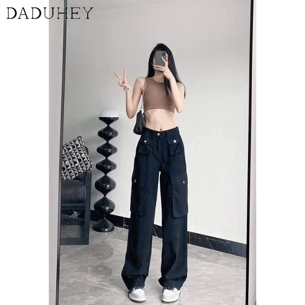 Ảnh DaDuHey New American Ins High Street Hip-hop Tooling Casual Pants Niche High Waist Wide Leg Pants Trousers 3