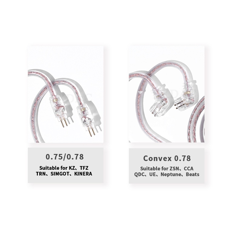 Dây Cáp Nâng Cấp PJ2 Mạ Vàng Bạc 5N OFC 0.78mm QDC MMCX Kèm Mic kz trn 7hz