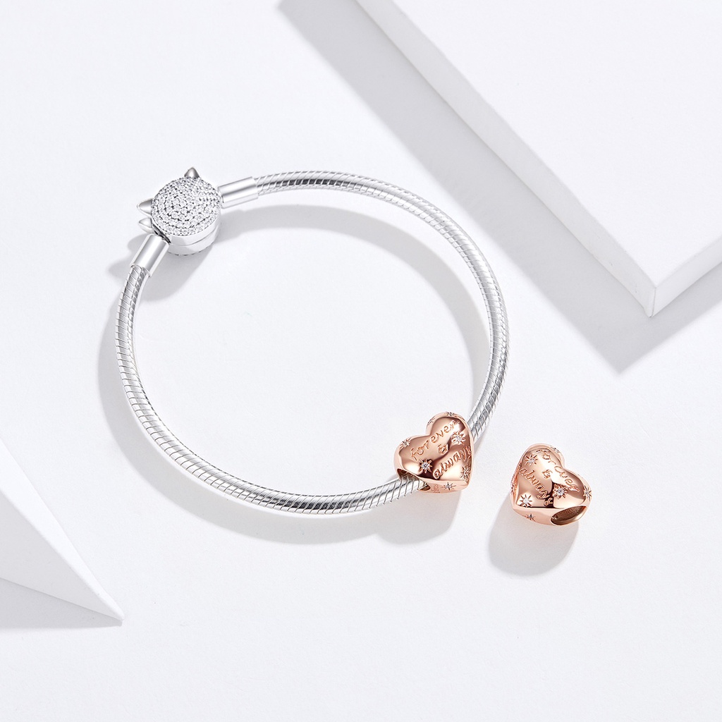 Bamoer Bạc Sterling 925 Hạt Các Loại Mutiple Hình Trái Tim DIY Phụ Kiện Cho Vòng Tay