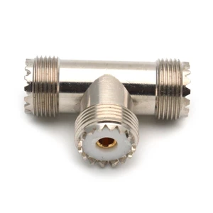 Bộ chuyển đổi UHF PL259 sang Dual UHF Nữ SO239 Đầu nối đồng trục RF Hình chữ T UHF