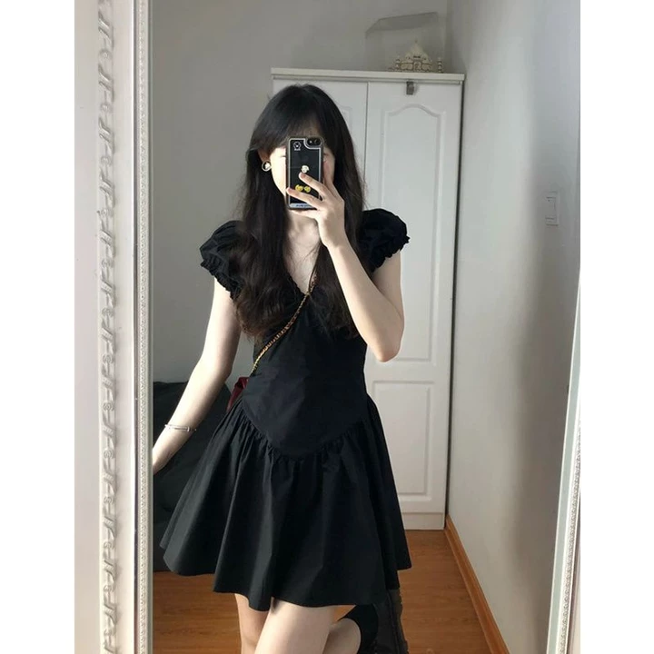 Cheesebunny váy babydoll đầm babydoll Đầm Xoè Cổ V Nhẹ Nhàng Siêu Dễ Thương