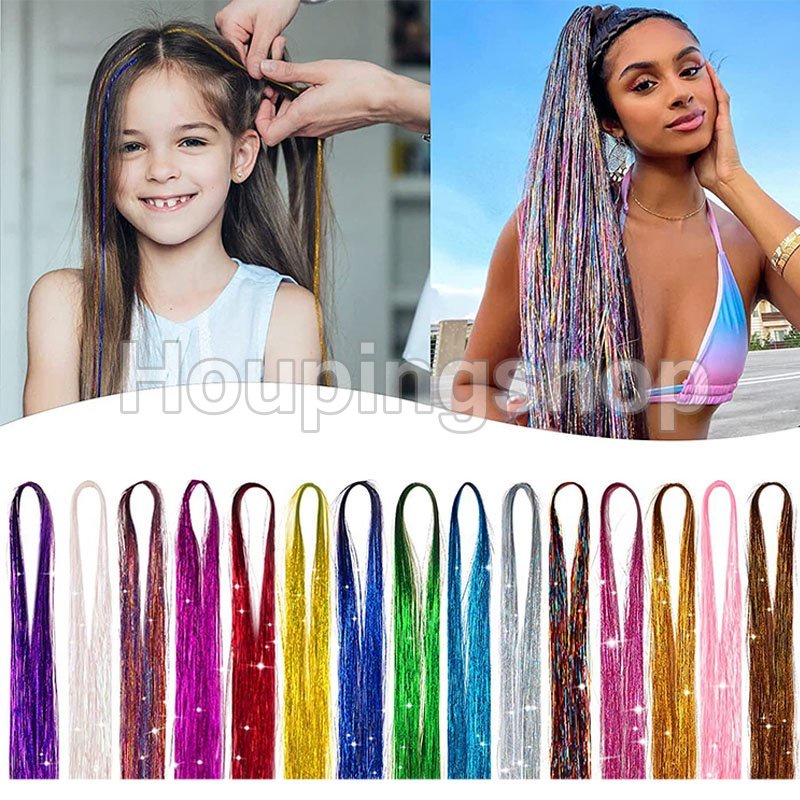 Set 120 sợi kim tuyến nối tóc shop Koty, kim tuyến dùng để trang trí cho tóc Lấp Lánh Dùng Nối Tóc Cho Nữ Dự Tiệc