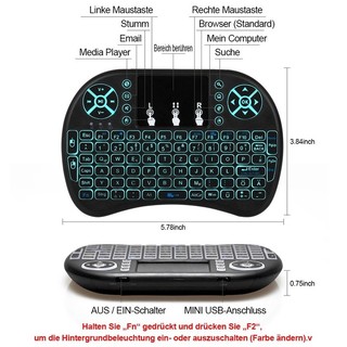 7 màu Backlit Mini Bàn phím Air Mouse 2.4ghz Bàn phím không dây cho Android Smart TV và Windows PC lzf0625
