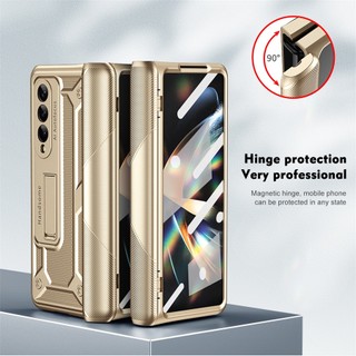 Ốp kính cường lực PC dạng giáp nam châm cho Samsung Galaxy Z Fold 4/Z Fold 3/Z Fold 2, có giá đỡ