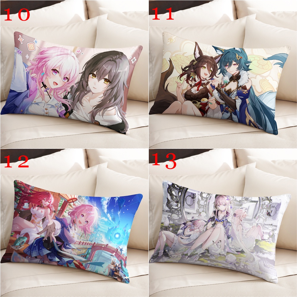 Honkai: Vỏ Gối Polyester Một Mặt Hình Chữ Nhật In Đường Ray Ngôi Sao March 7th /Seele /Himeko / Wolf /Jing Yuan / Tingyun Trang Trí Nhà Cửa (Không Kèm Lõi)