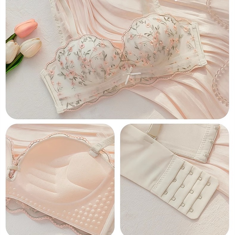 Áo Lót Nâng Ngực Không Gọng Phối Ren Thêu Họa Tiết Size 32-38AB Thời Trang Quyến Rũ Cho Nữ