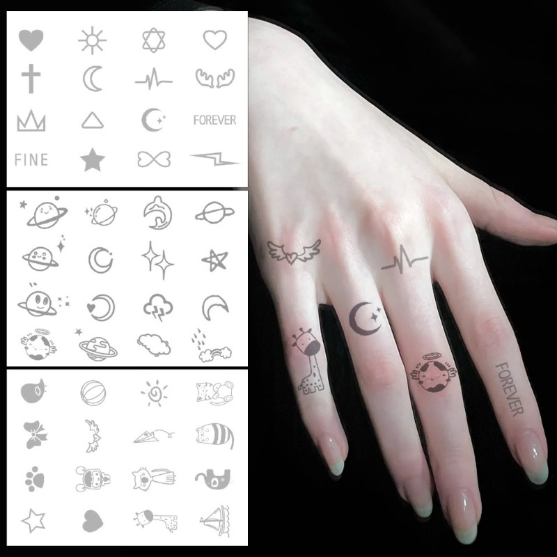 [đặc Trưng] hình xăm giả cơ thể không thấm nước / miếng dán hình xăm mặt tạm thời / nước ép thảo dược hình xăm tươi / diy planet moon paster / đề can cosplay / trang trí nghệ thuật