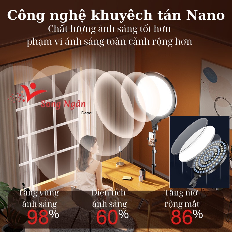 Đèn Livestream 26 33 45 cm kèm Điều Chỉnh Ánh Sáng Hỗ Trợ Chụp Ảnh Quay Video Chuyên Nghiệp