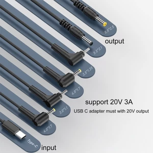 WU 20V Loại C đến 5 5x2 5mm 5 5x2 1mm 4 0x1 7mm 3 5x1 35mm Cáp cấp nguồn