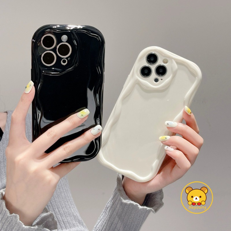 Vỏ sóng kem dễ thương cho Xiaomi 15 Pro 14T Pro CIvi 4 Pro Poco M6 4G M6 Plus C61 Redmi 14C 13 Note 14 Pro Plus Vỏ điện thoại Cặp đôi Ống kính mềm Chống sốc Vỏ trong suốt đơn giản