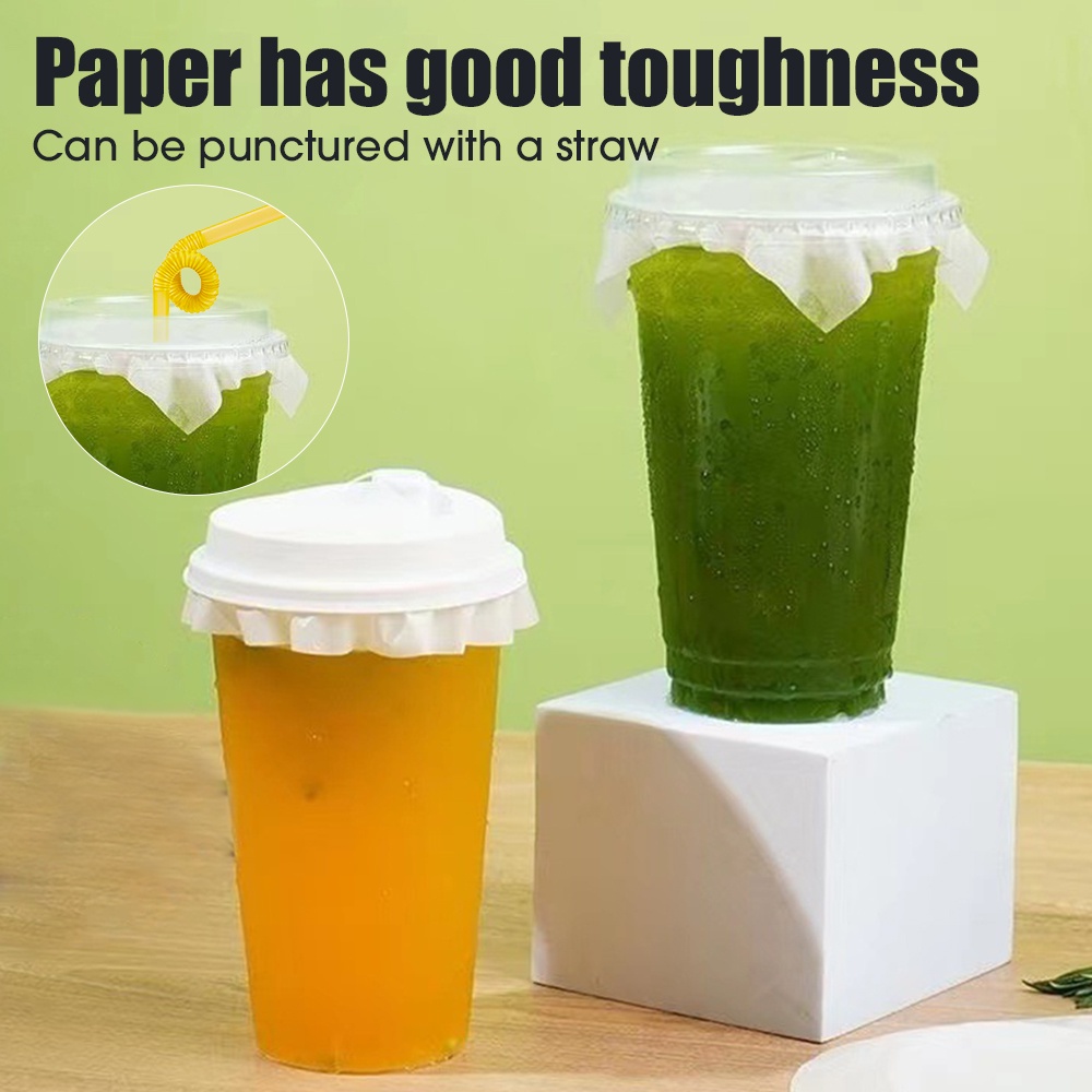 100 cái giấy chống tràn không thấm nước / trà sữa tách cà phê phim chống rò rỉ / nắp cốc chống rò rỉ nắp đậy / tấm lót giấy niêm phong đồ uống tròn