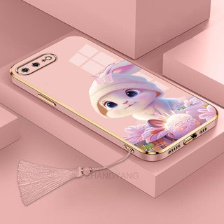 ốp lưng  iPhone 7 plus 8 plus 6s plus 6 plus iPhone 7 8 6s 6 se 2020 Ốp Điện Thoại Tpu Dẻo Mạ Màu Gradient In Hình Thỏ Kèm Dây Đeo