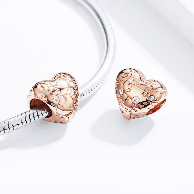 Bamoer Bạc Sterling 925 Hạt Các Loại Mutiple Hình Trái Tim DIY Phụ Kiện Cho Vòng Tay