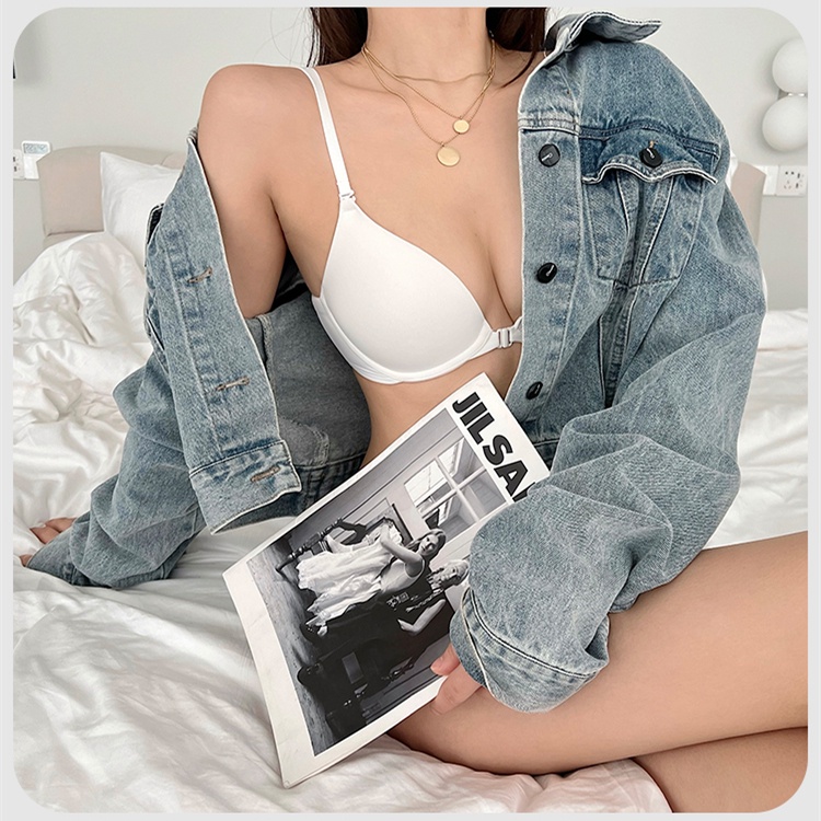 Áo Ngực Không Đường May Mềm Mại Có Gọng Thép Cài Khóa Trước Chống Chảy Xệ Size 32-38AB Dành Cho Nữ