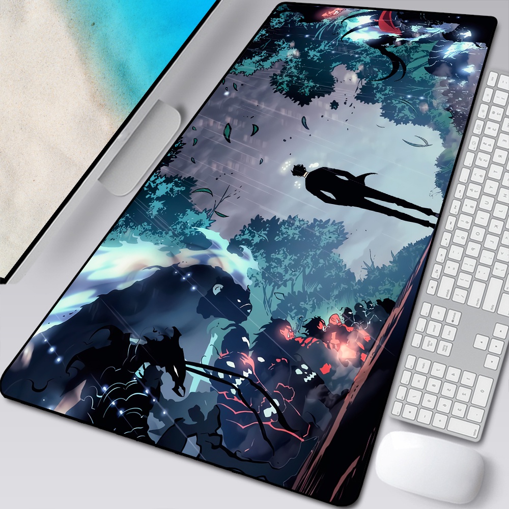 XXL Anime Nâng Cấp Một Mình Họa Tiết Đẹp Lớn Chơi Game Bàn Miếng Lót Chuột Đáng Yêu HD In Máy Tính Game Thủ Khóa Cạnh Chuột Thảm